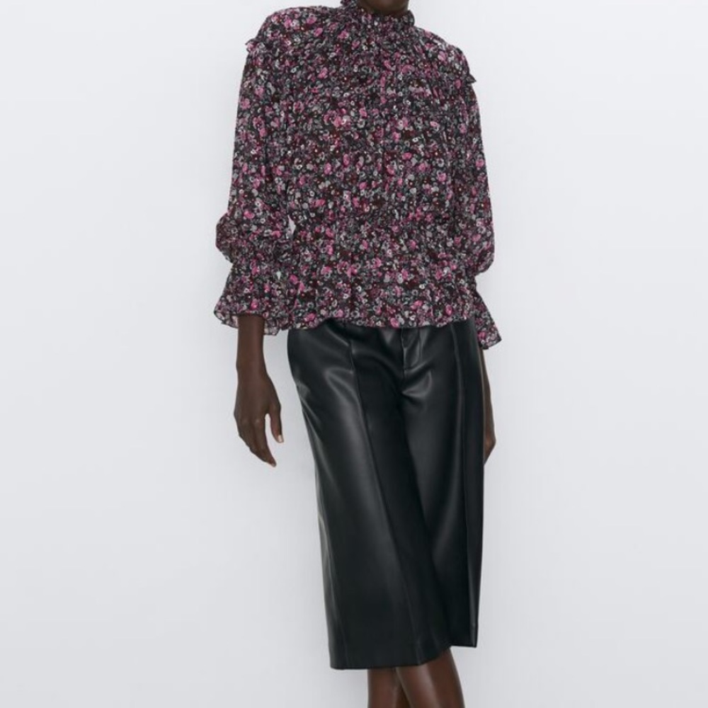 Zara Ruffled Print Blouse - Picture 7 of 9